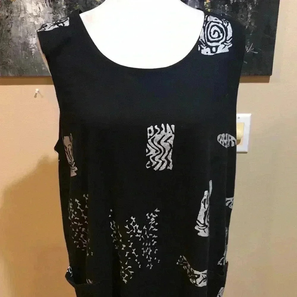 I.G. Sport Women’s Black Southwestern Fish Print Beach Cover Up Pocketed Dress-L - Picture 5 of 8